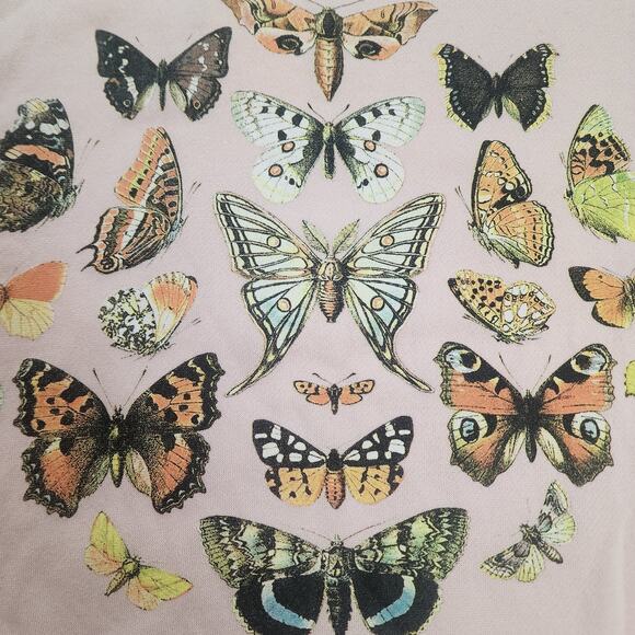 Public Library NWT Le Papillon The Butterfly graphic crop sweatshirt woman sz M - Picture 2 of 7